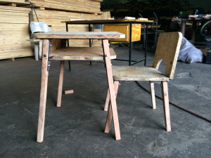 A version of the desk as it was produced in Malawi last week. Photo credit: UNICEF/2014/Bo Strange Sorensen